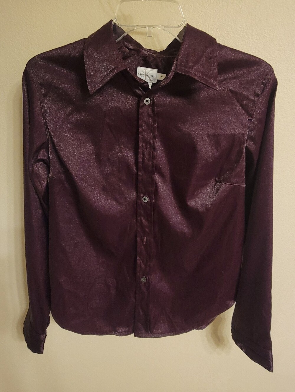 Vintage Calvin Klein Jeans Y2K Purple Shimmer Button Up Shirt M